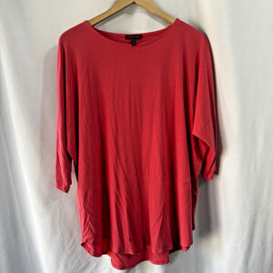 Eileen Fisher Stretch Tunic Size Medium Coral Viscose Comfort Luxury 3/4 sleeve